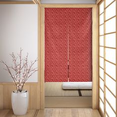 Noren (暖簾) are fabric curtains intended to be hung in doorways as space dividers. They are often used by businesses to block out dirt, smoke, and dust, but are just as popular in homes to divide rooms to create more privacy.  Our norens are handmade to order in the USA, of all imported Japanese fabrics. Each noren measures 34" wide x either 50", 60", or 70" long, with a 2" rod pocket for hanging and 1/2" hems. The noren curtains are unlined. Our norens can be used with any tension rod smaller than 2" in diameter, or with our Noren Tension Rod, available here. Visit our blog to learn more about noren curtains. Quick specs: Made in the USA of imported Japanese fabrics Ship in 5-7 business days Unlined 34" wide Available in 3 lengths: 50", 60", or 70" long 1/2" hems 2" rod pocket Tension rod Japanese Door Curtain, Japanese Door, Noren Curtains, Fabric Curtains, Space Dividers, Tension Rod, Door Curtain, Custom Bedding, Japanese Fabric