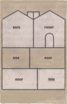 an image of a house with three sides and two rooms on each side, labeled in red