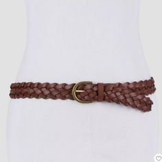 Brown Faux Leather Construction Adds A Classic Look That Easily Pairs With Most Styles Braided Style Lets You Wear The Belt At Any Size You Want To Metal Buckle Adds Subtle Shine The Braided Construction Of This Faux Leather Belt Brings Interesting Texture While Also Letting You Wear It At Any Size, Whether You Are Wearing It With Jeans Around Your Hips Or Using It To Cinch The Waist Of A Shift Dress. These Are New With Tags, There May Be Stickers On The Tags Brown Braided Belt, Braided Leather Belt, Braided Belt, Faux Leather Belts, Brown Belt, Braided Leather, Braid Styles, Metal Buckles, Christmas List