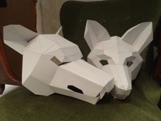 You are buying the templates with simple instructions to make your own WOLF and FOX paper masks from cardboard. They are supplied as PDF and available as an instant download.  Just print the templates on US Letter paper or A4, glue them to the cardboard, cut them out , fold the dashed lines, match the numbers and tape the parts together with some tape. These templates are plain but you can use your imagination to decorate the finished mask however you like. These designs are Green Minded Wolfs copyright and are intended for your personal use only. Please do not share or distribute in any way. Selling items made from these templates is prohibited. These masks will fit on anybody's head and can be assembled by anyone. Will survive the wildest of parties :) CUT,FOLD AND HAVE FUN  NATURE FRIEN Fox Mask Template, Diy Halloween Mask, Fox Mask Diy, Diy Halloween Masks, Printable Mask, Cardboard Mask, Carton Diy, Owl Mask, Horse Mask