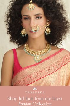 complete fashion kundan jewelry set by tarinika Indian Jewelry Traditional, Kundan Bridal Set, Jewelry Traditional, Kundan Jewellery Set, Jewellery Trends, Maang Tikka, Indian Jewelry Sets