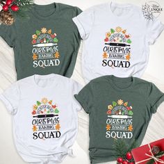 Get your baking crew ready for the festive season with our exclusive 'Christmas Cookie Baking Squad Shirt'. Join the fun and festivities with our premium quality Festive Baking Team Tee, designed to elevate your baking experience during the holiday season. Embrace the warmth and joy of Christmas with the perfect Christmas Holiday Baker Shirt, guaranteed to infuse your baking endeavors with an extra dose of seasonal spirit. Let this Christmas Cook Party Tee become the highlight of your baking ses Cricut Christmas Cookie Shirts, Cat Christmas Outfit, Baking Tshirt Ideas, Christmas Baking Crew Shirt, Baking Crew Shirt, Cookie Baking Crew Shirt, Baker Shirts, Party Cooking, Matching Christmas Shirts