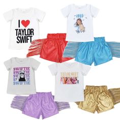 Taylor Swift outfits girl concert party birthday Baby Taylor Swift Outfit, Taylor Swift Birthday Outfit Kids, Trendy Spring Playtime T-shirt, Playful Red T-shirt For Summer, Trendy Letter Print Tops For Playtime, Trendy Summer Tops For Playtime, Trendy Spring T-shirt For Playtime, Fun Red Top For Playwear, Fun Red Tops For Playwear