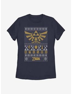 the legend of zelda christmas sweater women's t - shirt in navy blue