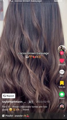 Balayage Ideas, Brown Balayage, Cocoa Brown, Cocoa