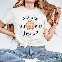 *Are You Fall-O-Ween Jesus Shirt Bible Verse Tshirt, Fall Religious Halloween Shirt Faith Gift Friend Boho Pumpkin Christian Shirt Matthew 4:19 Buffalo Plaid Tshirt *Adult Unisex Size. Easy size measuring: Grab your favorite shirt. Measure the width, from armpit to armpit, and the length. Then compare it to the size guide. For a trendy oversized look, order 1-2 sizes larger. Please see size chart/video. *Available Colors: Pepper, Black, Graphite, Espresso, True Navy, Midnight, Ivory, Yam, Blue S Boho Pumpkin, Fall O, Faith Gifts, Gift Friend, Jesus Shirt, Christian Shirt, Jesus Shirts, Christian Shirts, Favorite Shirts