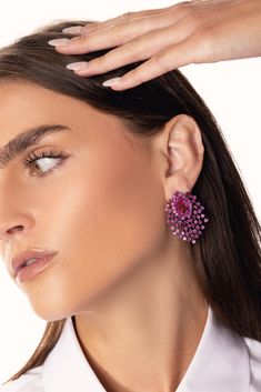 Alexander Laut ruby love earrings in black gold. 18K Black GoldRUBY 13.40 CTS Beachy Jewelry, Pink Sale, All American Girl, Symbolic Jewelry, Scarf Headband, Summer Blue, July Birthstone, Travel Jewelry, Work Jewelry