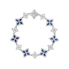 Roberto Coin Bracelet, Gold Flower Bracelet, Roberto Coin Jewelry, Blue Sapphire Bracelet, Diamond Princess, Princess Flower, Expensive Jewelry Luxury, Flower Collection, Blue Sapphire Diamond