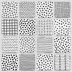 black and white hand drawn patterns