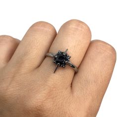 Beautifully crafted full of details Starburst ring is perfect for both men and women. Ring is made of 316L Stainless Steel and has oxidation for depth and details. We ship in a gift box. North Star Ring, Ring Black Stone, Goth Ring, Gothic Engagement Ring, Black Stone Ring, Biker Jewelry, Gothic Rings, Punk Jewelry, Black Diamond Ring