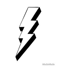 a black and white drawing of a lightning bolt