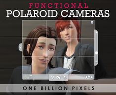 an image of two people in front of a camera with the words functional polaroid cameras