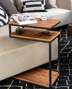 a living room with a couch and coffee table