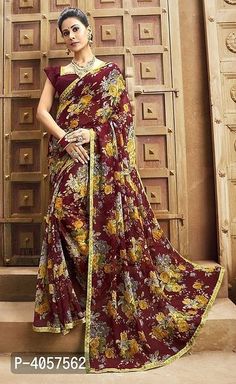 Latest Indian Saree, Indian Saree, Indian Sari, Chiffon Saree, Designer Saree