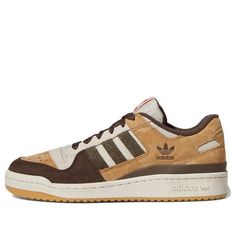 The adidas Forum Low 84 'Branch Brown' is a classic sneaker from the 80s, rooted in retro design. This sneaker has been a staple on the basketball court and has become a symbol of music and fashion. It features an X-shaped ankle design and signature three stripes, perfect for adding a sporty edge to any outfit. The brown upper is complemented by a rubber sole, making it suitable for everyday activities. This timeless design is inspired by the original Forum series and is sure to be a hit. (SNKR/Skate/Unisex/Low Top/Non-Slip/Wear-resistant) Everyday Activities, Classic Sneakers, Retro Design, Adidas Originals, Timeless Design, Basketball Court, Stripes, Cool Outfits, Adidas