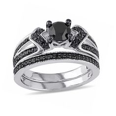 a black and white diamond ring set