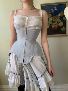 Edwardian Combinations Pattern, Turn Of The Century Fashion, Edwardian Drawers, 1900 Corset, Corset Under Clothes, S Bend Corset, Antique Corset, Corset Stays, Victorian Lingerie