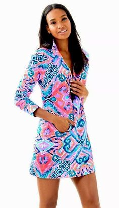 Lilly Pulitzer NWT UPF 50+ Skipper Popover Dress Solar Opposite $158 Size XXS,L | eBay Popover Dress, Straight Dress, Color Print, Upf 50, Ultra Violet, Half Zip, Spring Summer Fashion, Lilly Pulitzer, Lily Pulitzer Dress