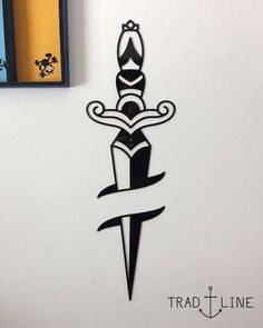 Daggar Tattoo, Tyler Tattoo, Traditional Dagger Tattoo, Jacket Painting, Simple Tattoos For Guys, Tato Henna, Knife Tattoo, Gangsta Tattoos