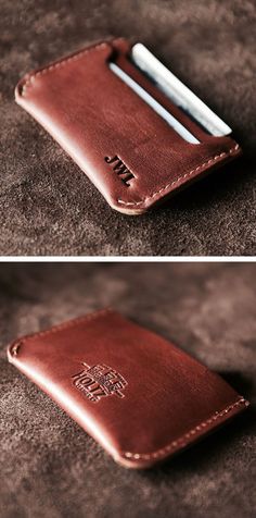 Material: Full Grain American Leather |  Personalize with Initials or Name |  Holds up to 8 cards and cash with a two-pocket sleeve |  Handcrafted in Huntsville, Alabama USA | #menswallets #giftideas #giftsforhim #ad #leatherwallet #handmade #personalized Mens Leather Wallet, Fire Gifts, Huntsville Alabama, Unique Gifts For Him, Movie Gift, Best Gift Ideas, Christmas Gifts For Him