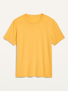 Rib-knit crew neck.  Short sleeves.  Soft-washed, lightweight jersey for the ultimate soft t-shirt.  We put it through the wringer so you don't have to.  Relaxed fit through body.  Men's short-sleeve t-shirt hits below waist.  Model is approximately Yellow Shirt Men, Yellow Shirt Outfit, Plain Tee Shirts, Baggy T-shirt, Old Navy Men, Yellow Shirt, Crew Neck Tshirt, Blank T Shirts, Orange T Shirts