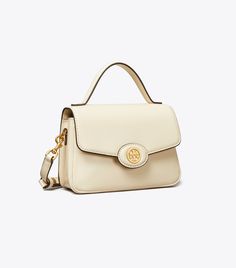 Small Robinson Spazzolato Top-Handle Bag: Women's Designer Crossbody Bags | Tory Burch Preppy Clothing Brands, Ella Tote, Kira Chevron, Tory Burch Purse, Tory Burch Robinson, Womens Designer Handbags, Barrel Bag, Designer Crossbody, Designer Crossbody Bags