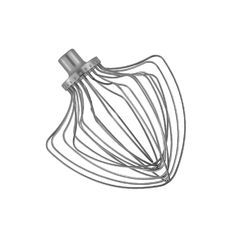 a metal wire whisk on a white background