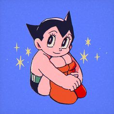 an image of a cartoon character with stars in the sky behind him and on his back