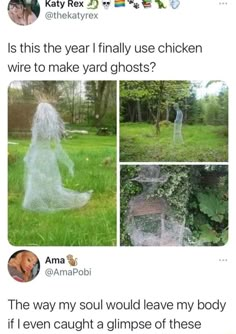 some people are in the grass and one is wearing a ghost costume