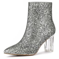 Shop Allegra K for pointed toe clear block heel glitter ankle boots you are looking for, get more women's chunky heel for yourelf. Order now! Free Returns! Glitter Ankle Boots, High Block Heels, Can't Help Falling In Love, Clear Block Heels, Chunky Heel Ankle Boots, Western Ankle Boots, Buckle Ankle Boots, Party Heels, Womens Chunky Heels