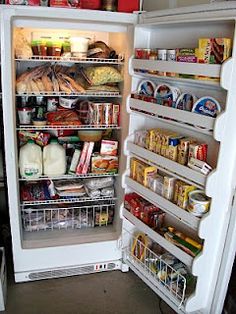 an open refrigerator filled with lots of food