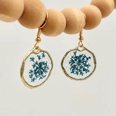 Cobalt Blue Queen Annes Lace Earring Flower Gift for Her - Etsy Gold Dangle Resin Flower Earrings, Gold Resin Earrings With Birth Flower Detail, Gold Resin Earrings With Birth Flower, Gold Flower Resin Earrings, Gold Hypoallergenic Resin Flower Earrings, Hypoallergenic Gold Flower Earrings With Resin, Hypoallergenic Gold Resin Flower Earrings, Gold Round Flower Earrings In Resin, Gold Round Resin Flower Earrings