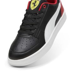 Product Storythe Caven, Our Progressive Court Silhouette Inspired By The ‘80S Basketball Scene, Takes On The Dna Of The Motorsport Legends Scuderia Ferrari In This Classic Sneaker, Which Features All The Colours And Etchings Of The Famous Marque In Addition To A Soft, Synthetic Upper And A Comfortable Sockliner For All-Dayextra Cushioning. features & Benefitssoftfoam+: Step-In Comfort Sockliner Designed To Provide Soft Cushioning Thanks To Its Extra Thick Heelthe Upper Of The Shoes Is Made With At Least 20% Recycled Materials And The Bottom Is Made With At Least 10% Recycled Materials. detailssynthetic Upperlacesleather Eyestay And Toe Overlayperforation Details On The Vampstacked Midsolesoftfoam+ Socklinerrubber Outsolescuderia Ferrari Branding | Sporty Red High-top Sneakers With Perforations, Red Casual High-top Sneakers With Perforations, Casual Red High-top Sneakers With Perforations, Sporty Red Sneakers With Perforations, Red Skate Shoes For Sports With Perforated Toe, Red Skate Shoes With Perforated Toe Box For Sports, Puma High-top Lace-up Sneakers For Sports, Puma Lace-up High-top Sneakers For Sports, Puma Logo High-top Lace-up Sneakers For Sports