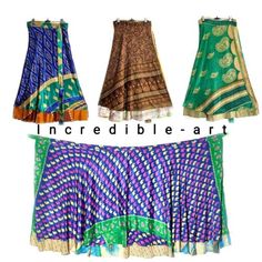 ad eBay - Find many great new & used options and get the best deals for Pack of 100 PCs Vintage Silk Sari Wrap Skirt Double Layer Multicolor 58" W36" L at the best online prices at eBay! Free shipping for many products! Sari Silk Wrap Skirt, Double Layer Wrap Skirt, Neo Grunge, Magic Skirt, Sari Skirt, Silk Wrap Skirt, Boho Mode, Reversible Skirt, Hippie Skirts