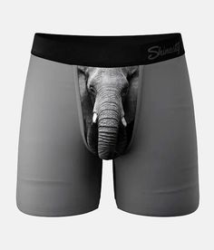 Shinesty® The Elephant Stretch Boxer Briefs - Grey Small, Men's Grey Photo Real printed Modal blend 6 boxer briefs with fly 4-way stretch fabric Elasticized waistband Ball Hammock® for enhanced support Moisture wicking No itch stitching. 95% Modal 5% Spandex. Machine wash with like colors delicate cycle. Do not bleach. Hang dry. Do not iron. No fabric softener.. MEN'S BOXER SHORT SIZE CONVERSION CHART Boxer Size S M L XL XXL Waist Size 29-33 33-36 36-40 40-43 43-45 *Conversion sizes may vary. Me