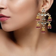 Small Jhumki Earrings Riana by Shikha Jindal - Fabilicious Fashion Small Jhumki Earrings, Traditional Indian Jewellery, Cloth Store, Jhumki Earrings, Indian Wedding Wear, Semi Precious Jewelry, Precious Jewelry, Wedding Wear, Indian Jewelry