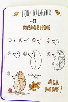 how to draw a hedgehog for children's art project with an adult and child