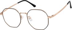 This geometric style will add subtle intrigue to your everyday look. For on-trend glasses add one of our many colorful tint options. | Zenni Geometric Prescription Eyeglasses Rose Gold Stainless Steel Trend Glasses, Geometric Glasses, Gold Glasses, Rim Design, Zenni Optical, Geometric Frame, Keke Palmer, Round Face Shape, Gold Geometric