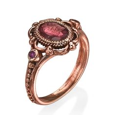 amazing unique antique style 14 k ring with a reel garnet stone and 2 ruby 14 k pink rose gold ring size is 7 us we make it any size you want weight : 3.4 gram top width : 1.2 cm Antique Garnet Ring, Raw Garnet, Garnet Ring Vintage, Ornate Ring, Rose Gold Ring Set, Antique Style Rings, Garnet Engagement Ring, Gold Statement Ring, 14k Rose Gold Ring