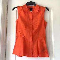 Brand New With Tags & Never Worn! Tank Top/Blouse. I’ll Answer Any Questions/Provide Measurements Upon Request I Ship All Orders Quickly Check Out My Closet For Hundreds Of Nwt Items To Bundle For A Private Offer To Save! I Always Accept Or Counter Reasonable Offers :) H&m Summer Tops For Work, H&m Summer Workwear Tops, H&m Blouse For Summer Workwear, H&m Sleeveless Spring Blouse, H&m Sleeveless Blouse For Spring, H&m Orange Summer Tops, H&m Tank Top, Tank Top Blouse, Color Orange