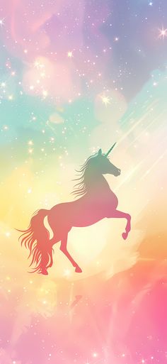 a unicorn is flying through the sky with stars