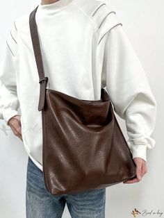 Bird in Bag - Large Capacity Shoulder Bag with Adjustable Strap Trendy Brown Bag For Daily Use, Casual Brown Bucket Bag With Solid Color, Brown Large Capacity Bags For Daily Life, Brown Large Capacity Bag For Daily Use, Brown Casual Satchel With Solid Color, Casual Brown Satchel With Solid Color, Trendy Brown Shoulder Bag For Daily Use, Casual Brown Shoulder Bag, Casual Brown Solid Color Shoulder Bag