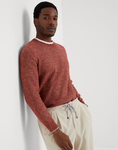 Flecked alpaca, cotton and wool sweater The combination of natural yarns and Brunello Cucinelli’s artisanal craftsmanship enriches the essential appeal of this crew-neck sweater. A blend of alpaca, cotton and wool creates a soft, airy feel, capable of enhancing the mottled texture of the knop yarn. The regular fit provides added comfort. Red Fine Knit Wool Sweater, Red Wool Knit Sweater, Casual Alpaca Textured Knit Sweater, Cashmere Crew Neck Knit Sweater, Alpaca Crew Neck Sweater, Alpaca Crew Neck Sweater With Knit Fabrication, Sweater For Man, Blazer And T Shirt, Pilot Jacket