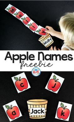 an apple name matching game for preschool