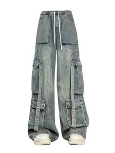 Color: Blue, Size: L Trashy Clothes, Blue Cargo Jeans, 2000s Trashy, Harajuku 90s, Vintage Jeans Style, Punk Chic, Trashy Outfits, Emo 2000s, Cowboy Pants