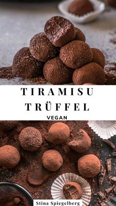 Tiramisu-Trüffel (vegan) Desert Recipes, Vegan Lifestyle, Truffles, Vegan Recipes, Snacks, Tiramisu, Dessert Recipes