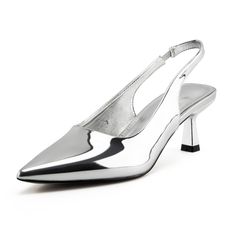 PRICES MAY VARY. Imported Sleek Slingback Pumps With High Heel For Summer, Modern Slingback Kitten Heels For Party, Elegant Silver Slingback Pumps For Summer, Chic Silver High Heel Slingback Pumps, Pumps Heels Low, Silver Kitten Heels, Dress Shoes For Women, Heels Comfortable, Unique Heels