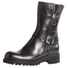 Massima Made In Italy By Apia - Biker Boot. Handcrafted In Italy All Leather Motorcycle Boot. Mid-Calf Biker Boots Styled At Topline With Zipper And Large Zipper Pull Ornament, At Instep With Buckle Straps. 100% Leather Lug Sole Sole Shaft Measures Approximately 8.5 From Arch Platform Measures Approximately .50" Exposed Functional Zipper Inside For Easy Fit Poron Sole With Weatherproof Non-Slip Lugs Round Shape Toe, Silvertone Buckle Adjustable Straps At Ankle And Gusset Topline Moto Leather Boots With Round Toe, Leather Combat Boots For Biker Events In Fall, Leather Mid-calf Moto Boots With Round Toe, Leather Moto Mid-calf Boots With Round Toe, Leather Ankle Boots For Biker Events, Leather High Ankle Biker Moto Boots, Leather Biker Moto Boots With High Ankle, Biker Style High Ankle Leather Boots, Moto Leather Boots