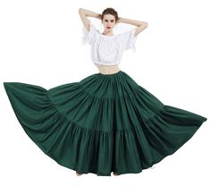 PRICES MAY VARY. 100% SOLID COTTON - The Long Skirt is made from 100% cotton, anti-static, breathable and durable, it is in 3 TIERS. NO LINING but NOT SEEN THROUGH NEITHER. SIZE - Full length: 41 inches (104cm); 15 FEET width of fabric to creat a big FULLNESS, allows for free when walk or dance. Skirt is attached to a elastic waistband for easy fit. and does not feeling tight. 4 types of waist scale fit for US 2-18W. DESIGNED FOR HISTORICAL - A-line Victorian Maxi Skirt, inspired by Medieval Ren Long Skirt Pattern, Victorian Skirt, Steampunk Skirt, Steampunk Halloween, Festival Outfits Women, Cotton Maxi Skirts, Maxi Skirt Boho, Boho Skirt, Chic Skirts