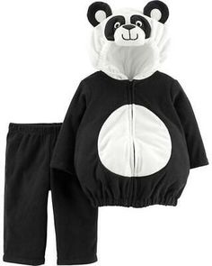 a black and white panda bear outfit for baby boys with hoodie, pants and headband